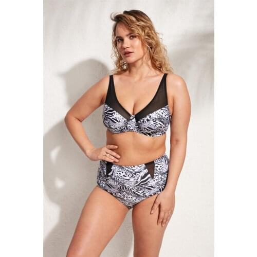 Ola Chicas Plus Size Bikini For Women 4xl 5xl 6xl 7xl Underwire Tulle Detail Minimizer Swimsuit 2021 New Swimwear Fashion