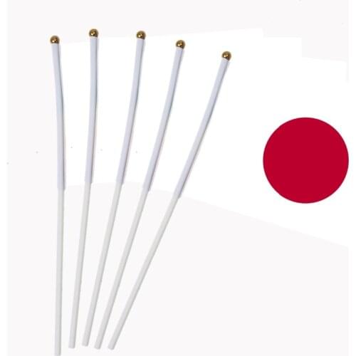 14x21cm 5pcs Small Japan flag hand waving flags with Plastic Flagpoles NN008