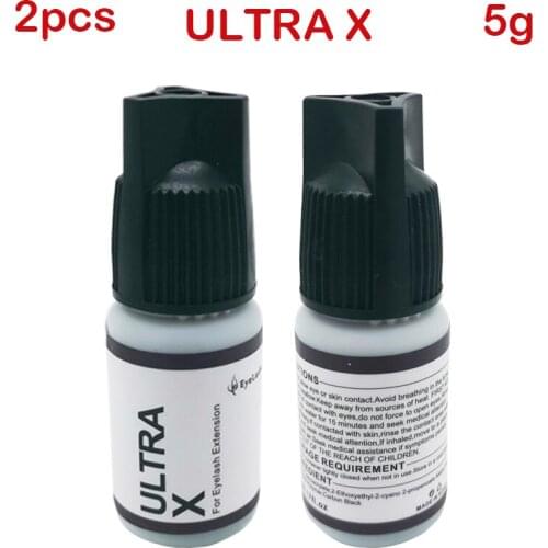 2Pcs ULTRA X Adhesive For Eyelash Extension Korea Original Black 5 ML Adhesive Retention Long Last 1 Second Fast Dry