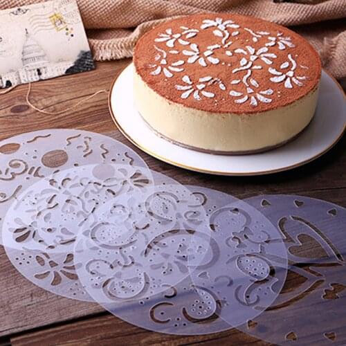 4pc/set Plastic Cake Stencils Flower Spray Stencils DIY Decorating Stencil Fondant Mold Pattern Printing Pastry Mold Baking Tool