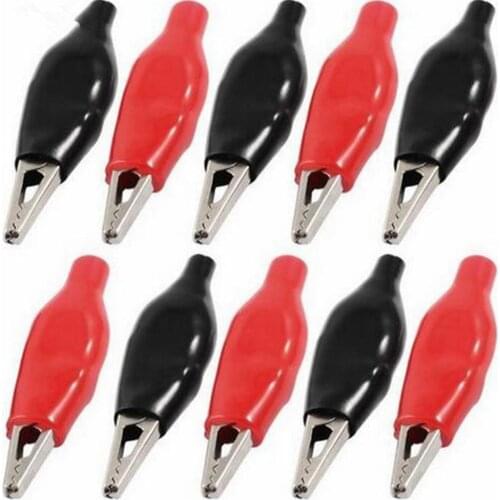 50pcs/lot 28mm Black and Red with Plastic Boot Metal Alligator Clip Crocodile Electrical Clamp for Testing Probe Meter