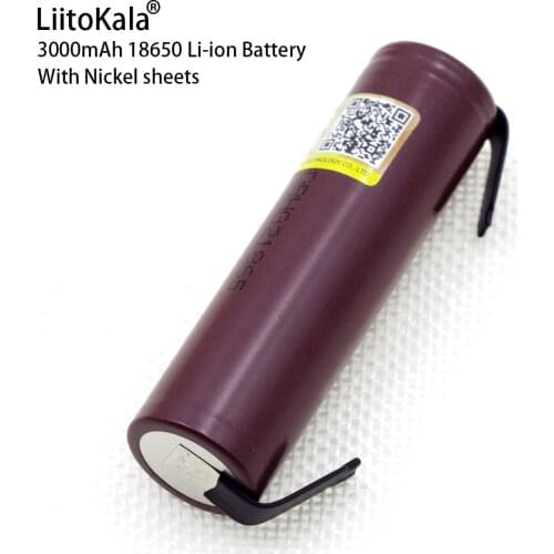 Liitokala new HG2 18650 3000mAh battery 18650HG2 3.7V discharge 20A, dedicated for hg2 batteries + DIY Nickel sheets