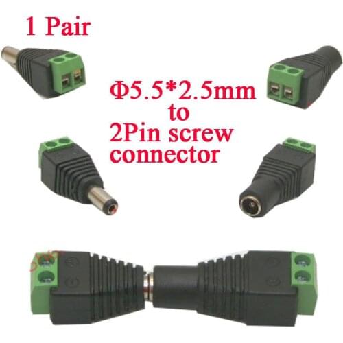 Free shipping 10Pair DC 5.5*2.5mm plug Female & male Connector For LED Strip Light or Adapter Plug Cable plugfor CCTV Camera