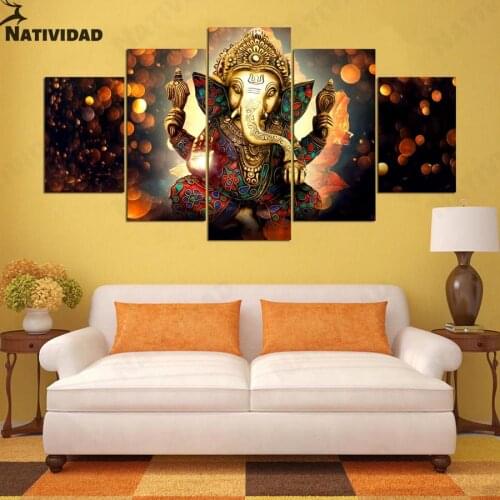 Buddhist Art Canvas Painting Elephant Buddha Image Print Poster Living Room Bedroom Faith Home Decoration Aesthetic Art