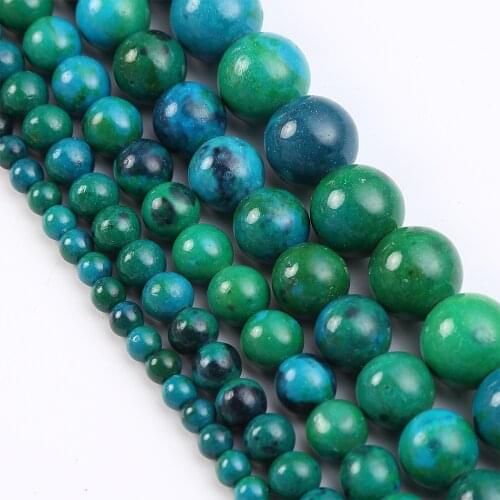 Natural Stone Beads Chrysocolla Azurite 4 6 8 10 12mm DIY Making Bracelet Necklace Jewelry Accessories
