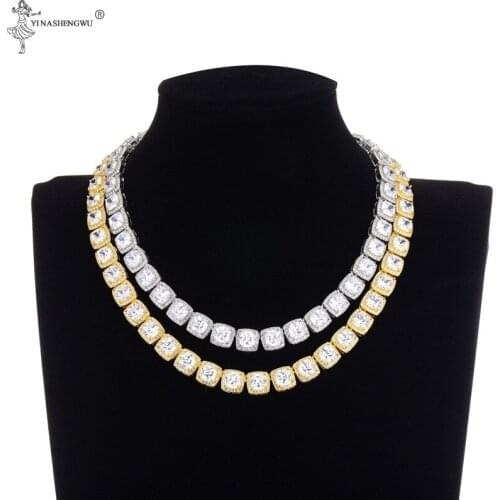 Hip Hop Micro Pave Prong Cubic Zircon 1 Row Alloy Tennis Chain Bracelet Necklace Bling Mens For Men Women Jewelry Accessories