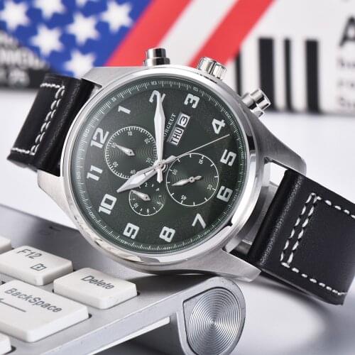 Corgeut 41mm Mens Watch Clock Male Chronograph Watches 30m Waterproof Men Quartz WristWatch Relogio Masculino