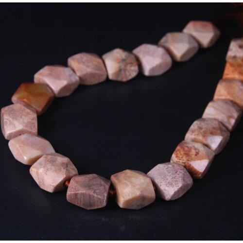 Faceted Square Slabs Natural Orange Chrysanthemum Stone Nugget Loose Beads,Coral Jades Agates Slice Pendants Jewelry Making