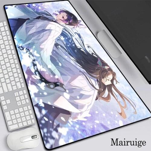 Demon Slayer Butterfly Amime RGB Gaming Mouse Pad Gamer Large Mouse Mat Big Computer Mousepad Led Backlight Keyboard Desktop Mat
