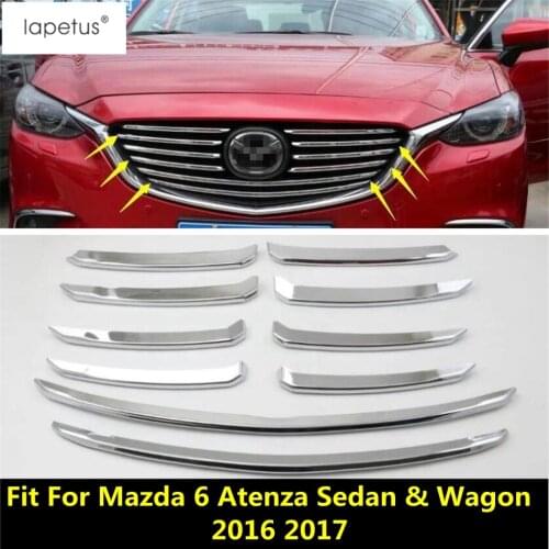 Lapetus Accessories For Mazda 6 Atenza Sedan & Wagon 2016 2017 Front Head Middle Grille Grill Strip Molding Cover Kit Trim