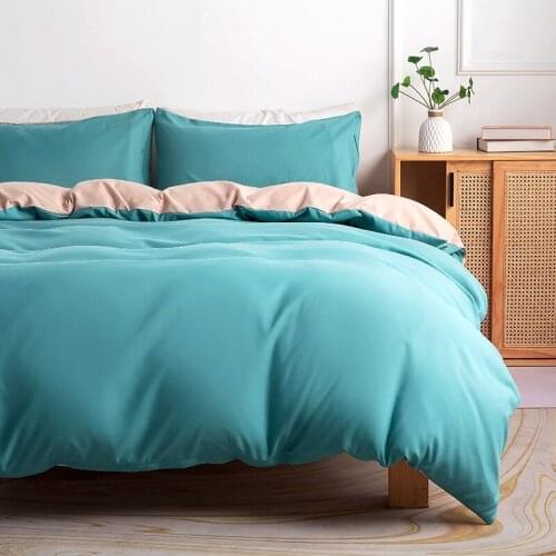 Pure Duvet Cover Sets Bed Linens Quilt/Comforter case Pillow Covers Bedding Set King Queen 220x240cm Cyan Color Home Textiles