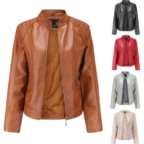 Womens leather jacket Winter Warm Women Short Coat Leather Jacket Parka Zipper Tops Overcoat Outwear FM002