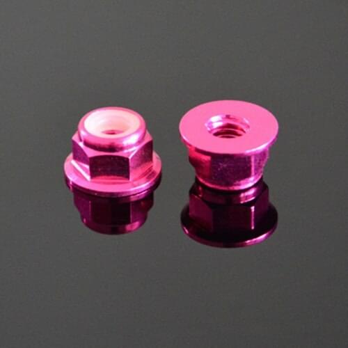 M2 M3 M4 M5 M6 6061 Aluminum alloy nut nylon self-locking flange nuts screw cap "Pink" color