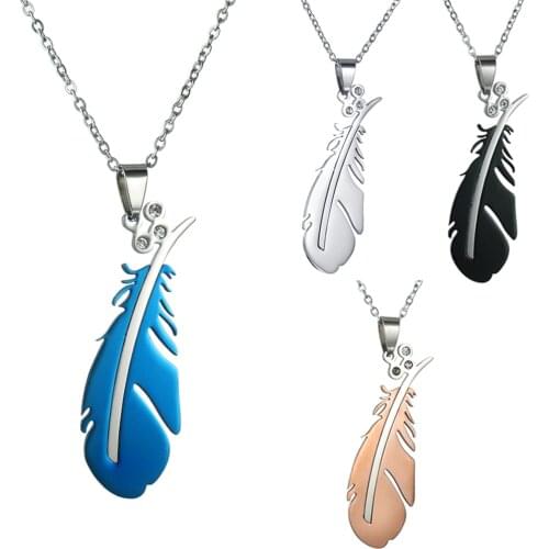 Fashion Feather Pendant Necklace Long Sweater Chain Statement Jewelry Leaf Necklace For Women Collier Femme Collar Kolye Gift