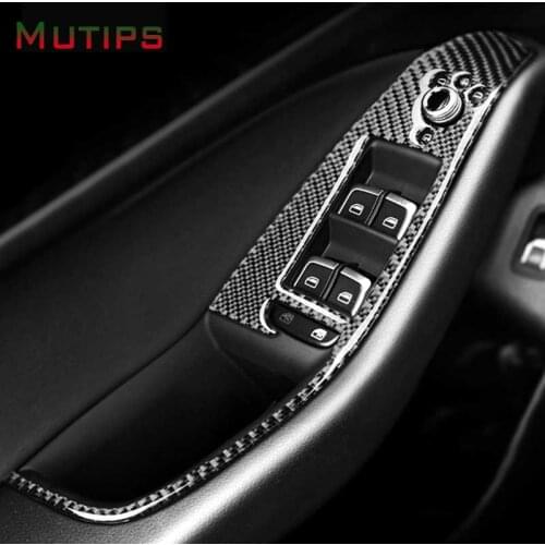 Mutips car window lifter control switch cover armrest trim carbon fiber frame accessories For Audi Q5 2010-2018 SQ5 8R 2013-2017