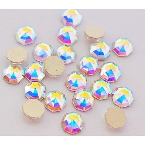 Non Hotfix Crystal Rhinestones Octagon Nail Art Crystal AB Strass Flatback Stones 10pcs DIY 3D Gems decoration