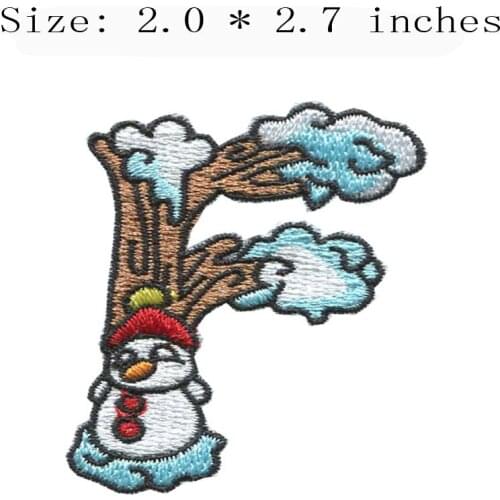 Snow F 2.0"wide DIY new fonts embroidery patch for show time/big tree/happy new year