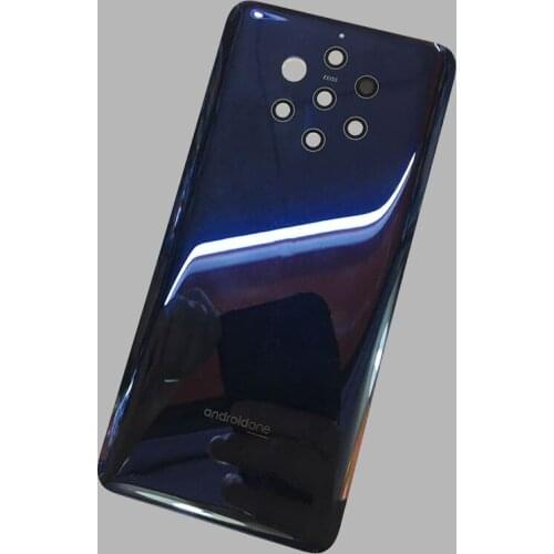 Original Back Glass Panel For Nokia 9 PureView Battery Cover Rear Door Housing Replacement + Adhesive Midnight Blue