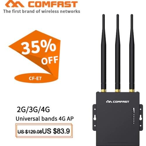 Outdoor 4G CPE Router 4G LTE Routers 3G/4G SIM Card WiFi Router for Outside WiFi Coverage AP Repeater with 3*5dBi antennas CF-E7