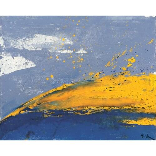 Scenery canvas prints abstract modern Chinese art giant poster cartoon picture modern decoration home art yellow blue and white