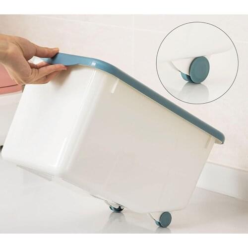 Plastic Sealed Moisture-resistant Storage-resistant Kitchen Grain Rice Container Large Grain Containers Push Cover With 2 Wheels