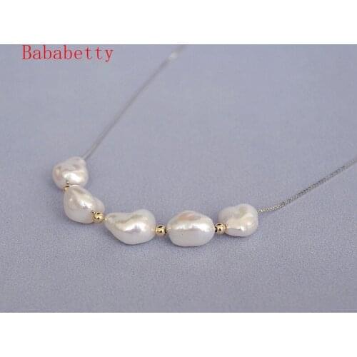 Natural Shaped Baroque Pearl 8-11MM Tibetan Silver Pendant Necklace Jewelry Necklace
