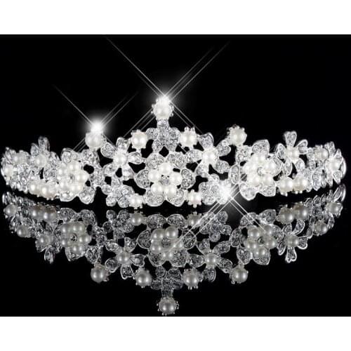 Luxury Bridal Wedding Crown Tiara Crystal Wedding Hair Accessories Jewelry Bride Diadem Bridesmaid Pearls Tiaras And Crowns