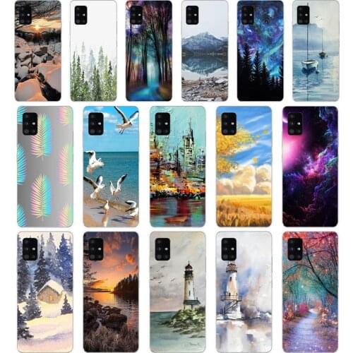 98AA Forest Art Sky Sea Tree Soft Silicone Tpu Cover phone Case for Samsung Galaxy A31 A41 A51 A71 A40 2019 Case