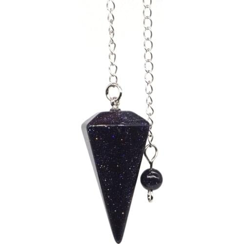 Blue Goldstone Sand Bonded Pendulum Healing Crystal Reiki Dowsing Energy Chakra Tool