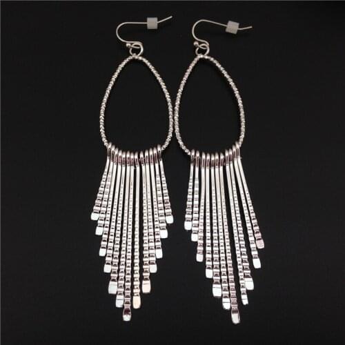 Women Special store Gold silver metal tassel long pendant hanging Earrings brincos female earing alli express