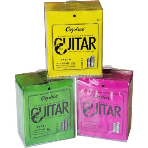 Orphee 1 SET ACOUSTIC Guitar String Hexagonal core+8% nickel FULL,Bronze Bright tone& Extra light Extra Light Medium