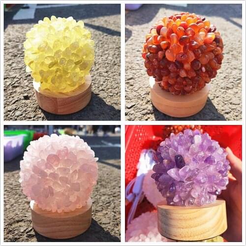 Amethyst Crystal ball light Natural citrine Quartz sphere lamp Flourite Gem Stone Orb backinglighting Healing