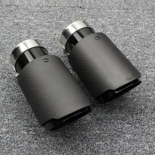 1Pcs Universal Car Styling High Quality Exhaust System Carbon Fiber Glossy Tail Pipe Black Stainless Steel Exhaust Pipe Tailpipe