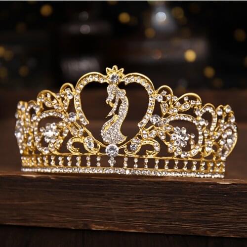 Vintage Gold Tiaras And Crowns For Wedding Hair Accessories Queen Beautiful Women Diadems Crystal Rhinestone Hair Jewelry