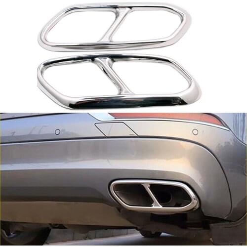 2pcs Stainless steel Rear Dual Exhaust Muffler Tail Decor End Pipe Tip Cover Trim For VOLVO XC60 2018 2019 2020 Only Decoration