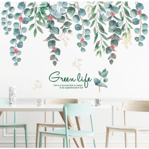 Green Life green vines leaves Wall Sticker bedroom living room background decoration Mural Home art Decal large size Stickers