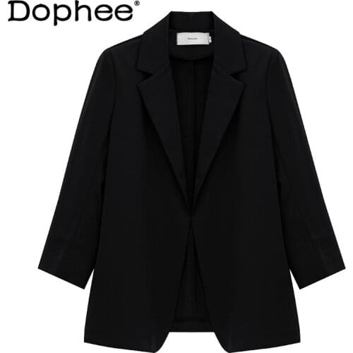 2021 summer Black Chiffon Suit Coat for Women Thin Draping Slim Fit Slimming blazer elegant all-match Sun Protection Suit