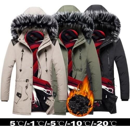 Fur Collar Winter Parka Long Winter Jacket Men Thick Warm Coat Hooded Jacket Fur Collar Coat Windproof Padded Cotton Coat