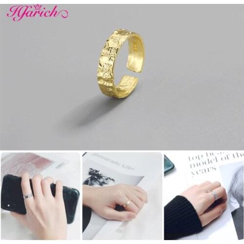 Gold Color Wide Thin Irregular Rings Foil Shiny Geometric Rings for Women Minimalist Textured Ring Party Couple Jewelry Gift