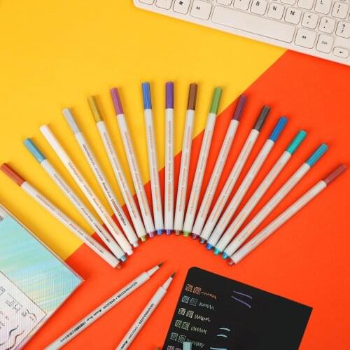 1 Pcs Metallic Colored Art Brush Pen Creative Sketch DIY Drawing Scrapbooking Crafts Card Making Marker Pens School Supplies