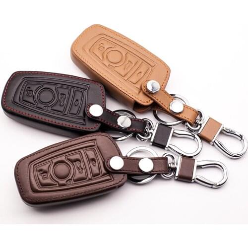 2016 Hot sale fashion men 100% leather car key case for BMW e30 e36 e90 e60 e84 e39 e46 e63 e53 F10 F30 x1 x3 x4 fob 3 buttons