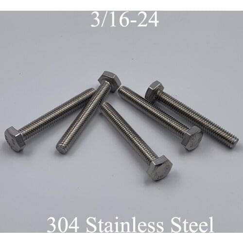 3/16-24*1/2 5/8 3/4 1 1-1/4 1-1/2 1-3/4 Inch Length 304 Stainless Steel US UNC Coarse Thread Screw External Hex Hexagon Bolt