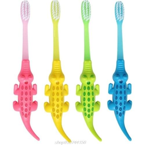 4pcs/lot Kids Cartoon Crocodile Toothbrush Children Soft Bristle Tooth Mouth Clean Oral Care J18 21 Dropship