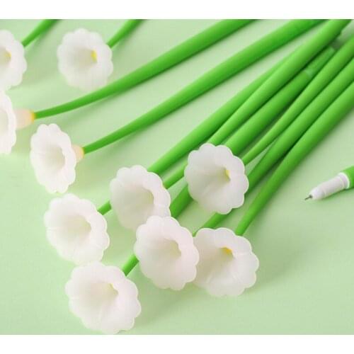 48PCS Color Changing Bell Flower Gel Pen Silicone Stylish Pen Color Changing Stationery Creative Pen Kawaii School Supplies