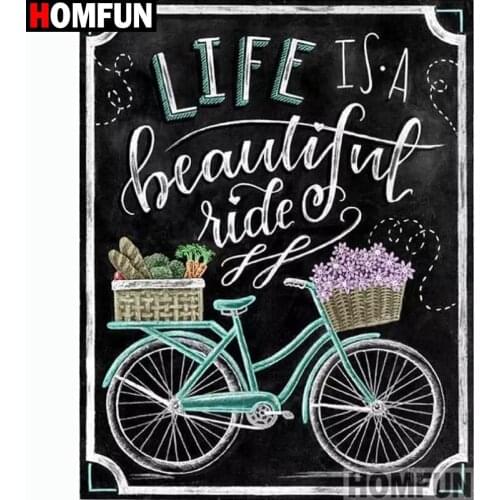 HOMFUN Full Square/Round Drill 5D DIY Diamond Painting "Letter bicycle" 3D Embroidery Cross Stitch 5D Home Decor A13500