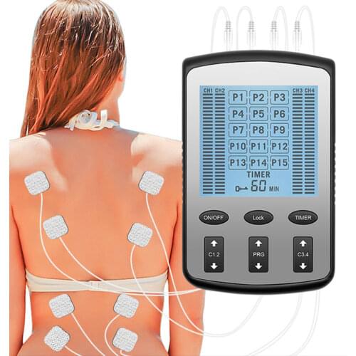 2.6″ LCD Screen TENS EMS Unit Intelligent Physiotherapy Neck Body Massager 4 Output Muscle Pulse Stimulation Machine Pain Relief