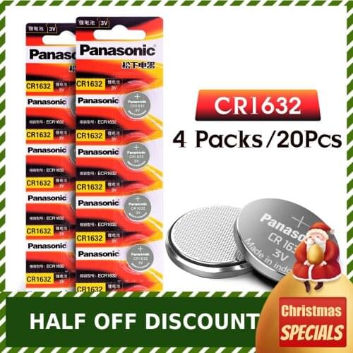 20Pcs PANASONIC CR1632 1632 DL1632 3V Lithium Batteries Cell Button Coin Battery for Watch Remote Control Computers Calculators