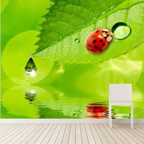 Large murals,Ladybugs Water Drops Foliage Animals wallpapers,living room tv sofa wall wallpaper for walls 3d papel de parede