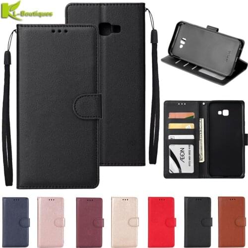 For Samsung Galaxy J4 Plus Leather Case on for Samsung J4 J6 Plus 2018 Cover Classic Style Flip Wallet Phone Cases Women Men