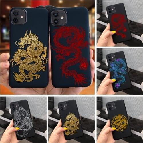 Black Dragon Phone Case For iPhone 12 11 Pro Max 12Mini SE 2020 XR X XS Max 7 8 6 6s Plus 5 5S SE Luxury Back Cover Fundas Shell